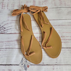 Pilcro Camel Lace-Up Sandals